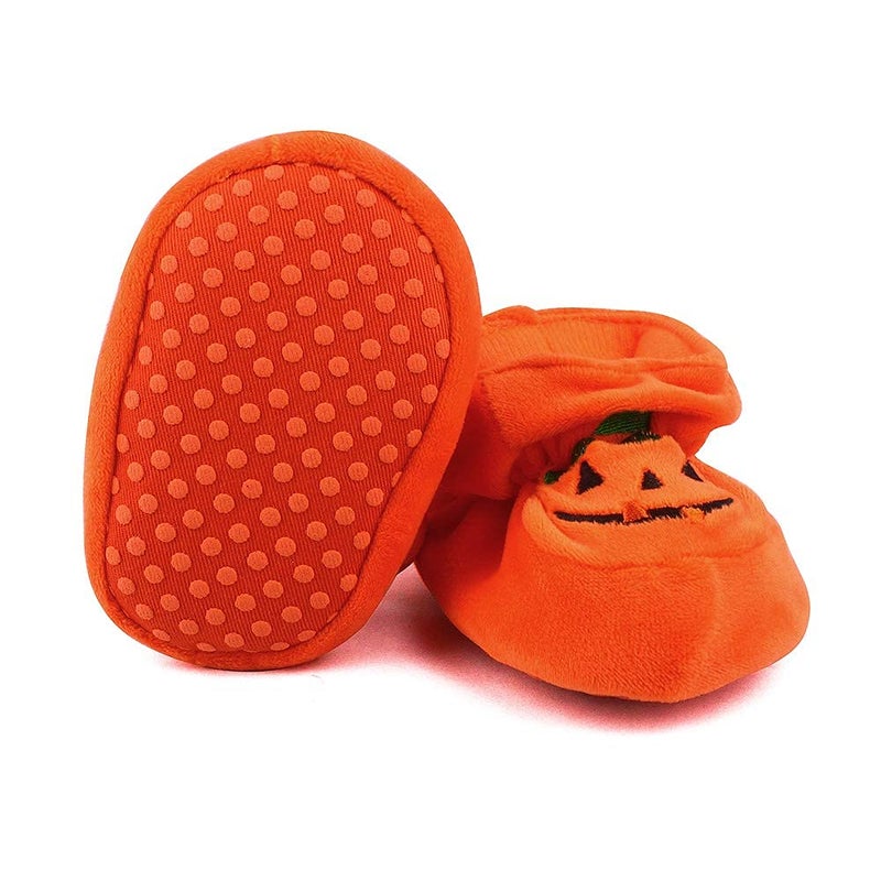 ESTAMICO Newborn Baby Boots Infant Boys Girls Halloween Pumpkin Bootie Soft Soles Infant Crib Shoes, 0-3 Months - Image 4